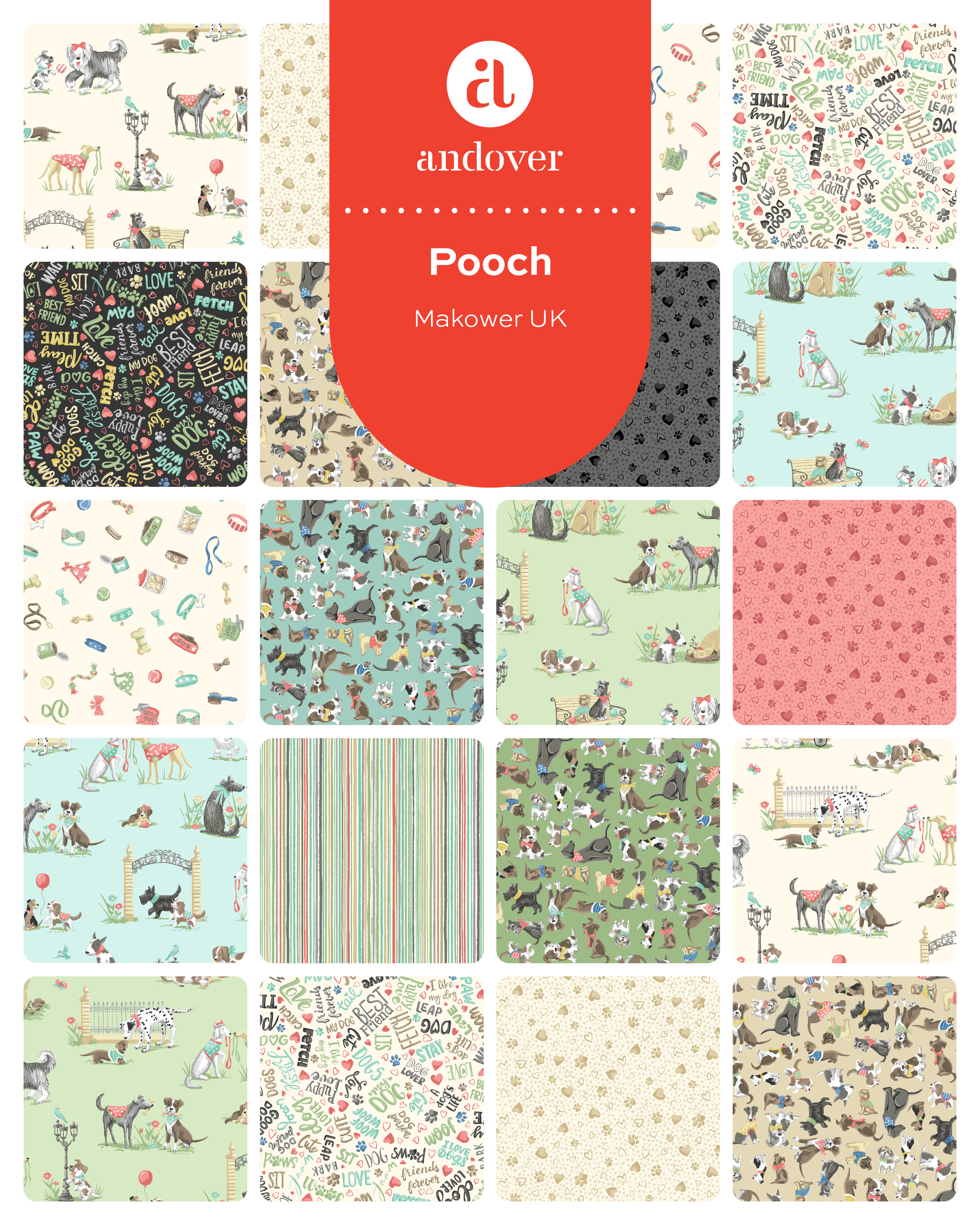 OCT 2026 - PRE-ORDER NOW! - Pooch by Makower UK for Andover Fabrics