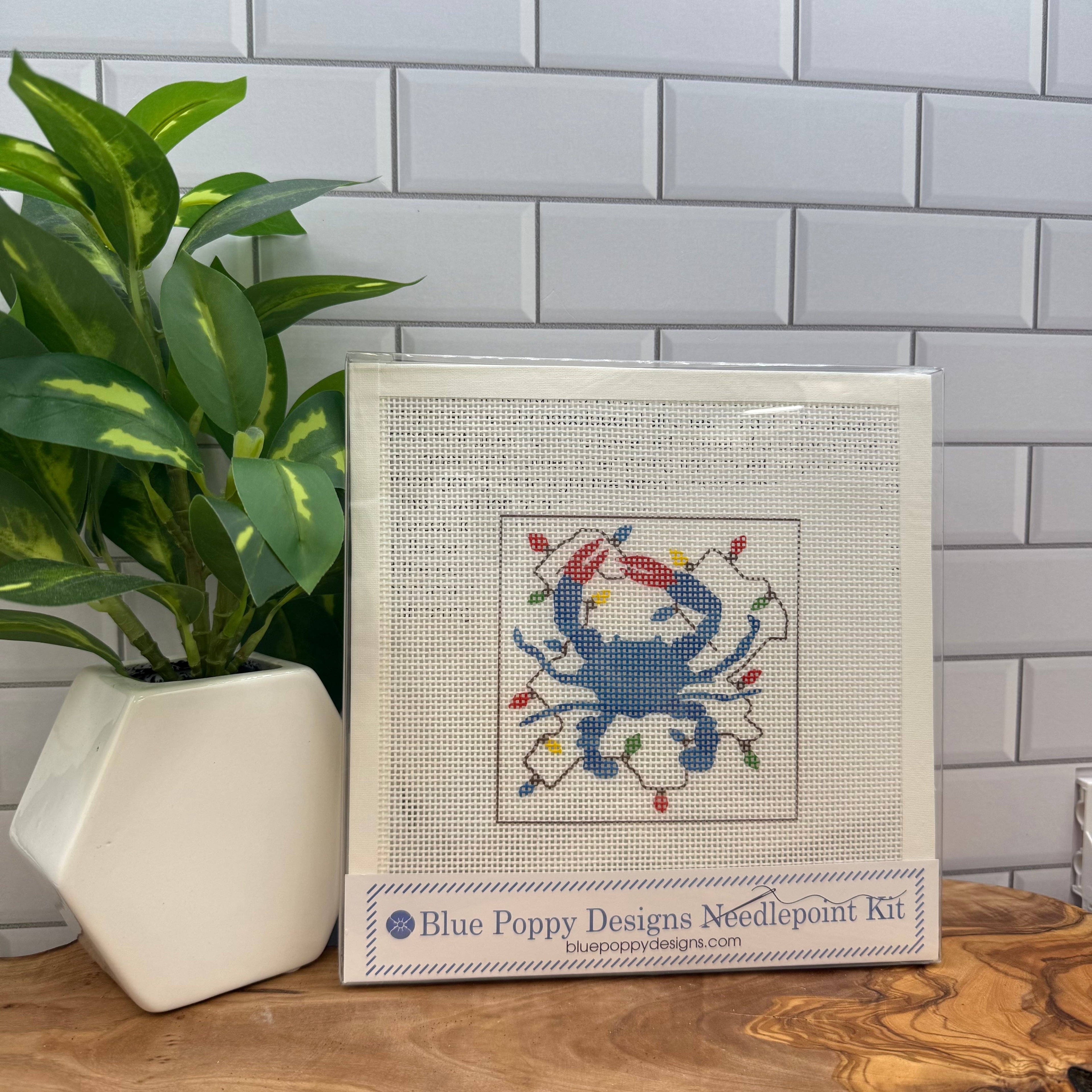 Christmas Crab Needlepoint Kit -Blue Poppy Designs-NP44-HOL-002