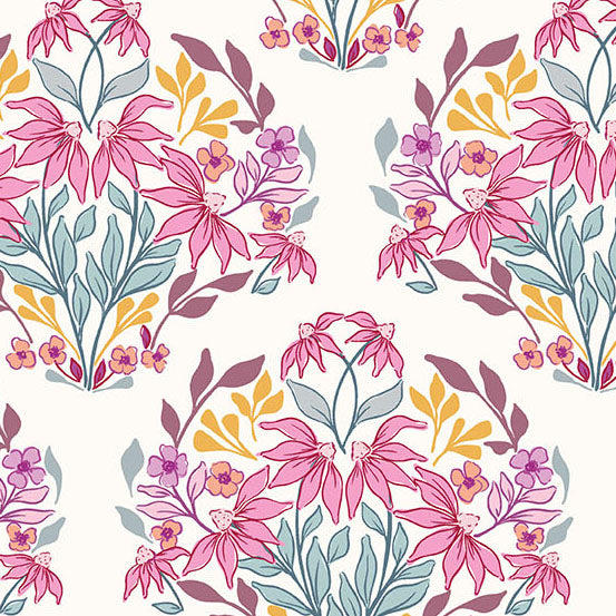 Sunset Cottage -Sunset Meadow White-Andover Fabrics-A-10271-L