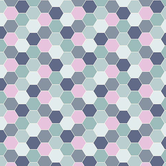 Sunset Cottage -Hexie Blossom Aqua-Andover Fabrics-A-10275-T