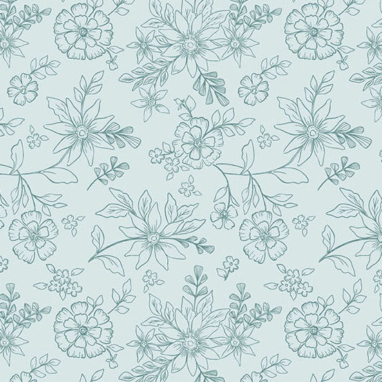 Sunset Cottage -Lakeside Garden Aqua-Andover Fabrics-A-10276-T