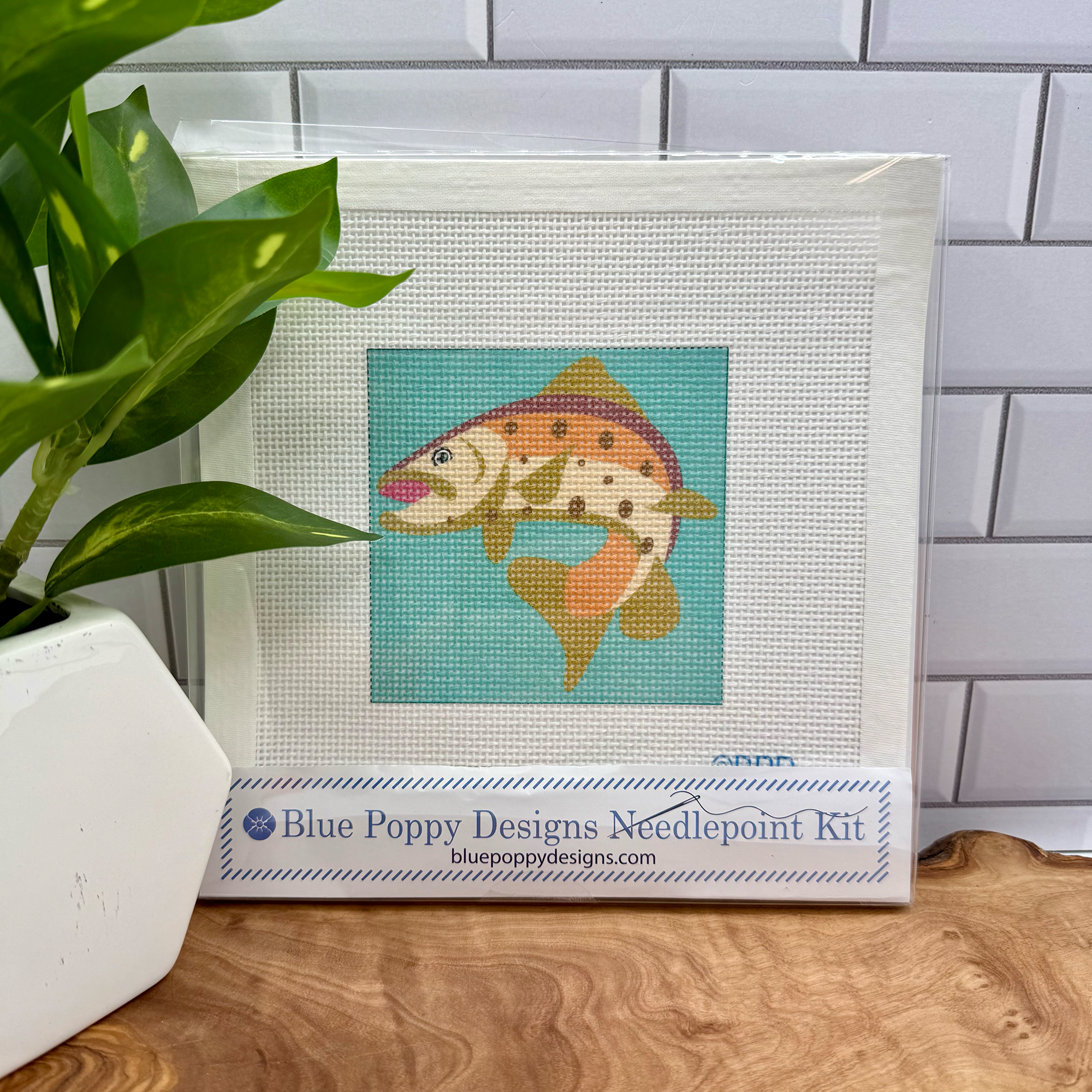 Trout Needlepoint Kit -Blue Poppy Designs-NP44-SEA-022