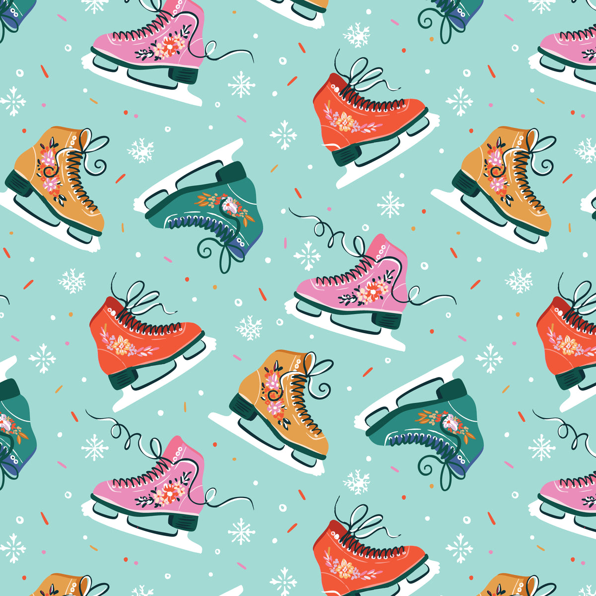 Jolly Tidings -Skate To Be|Turquoise-Cloud9 Fabrics-229204