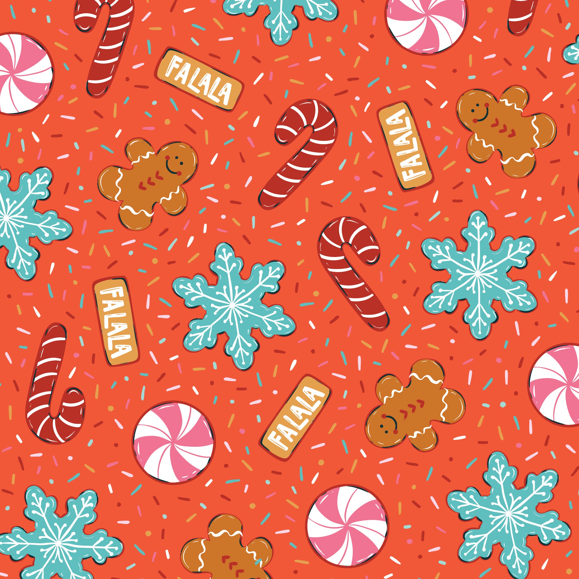 Jolly Tidings -Cookies Chaos|Red-Cloud9 Fabrics-229207