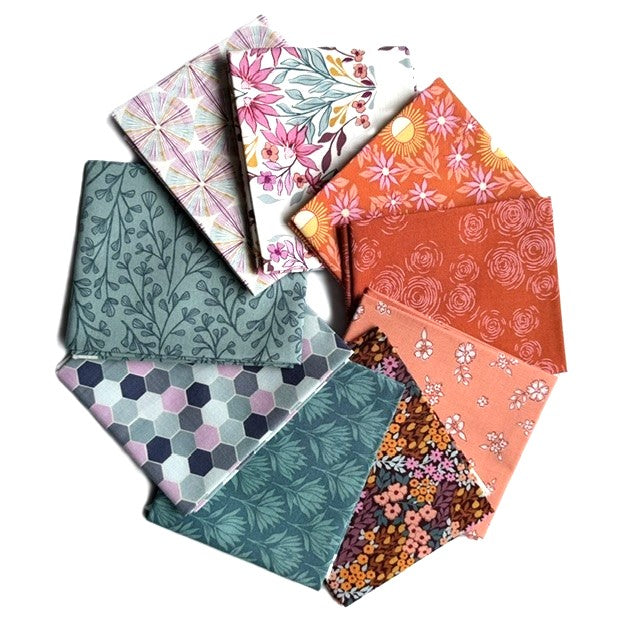 Sunset Cottage-Curated 9 Pc FQB Aqua-Andover Fabrics-CFQ-SunsetCAqua