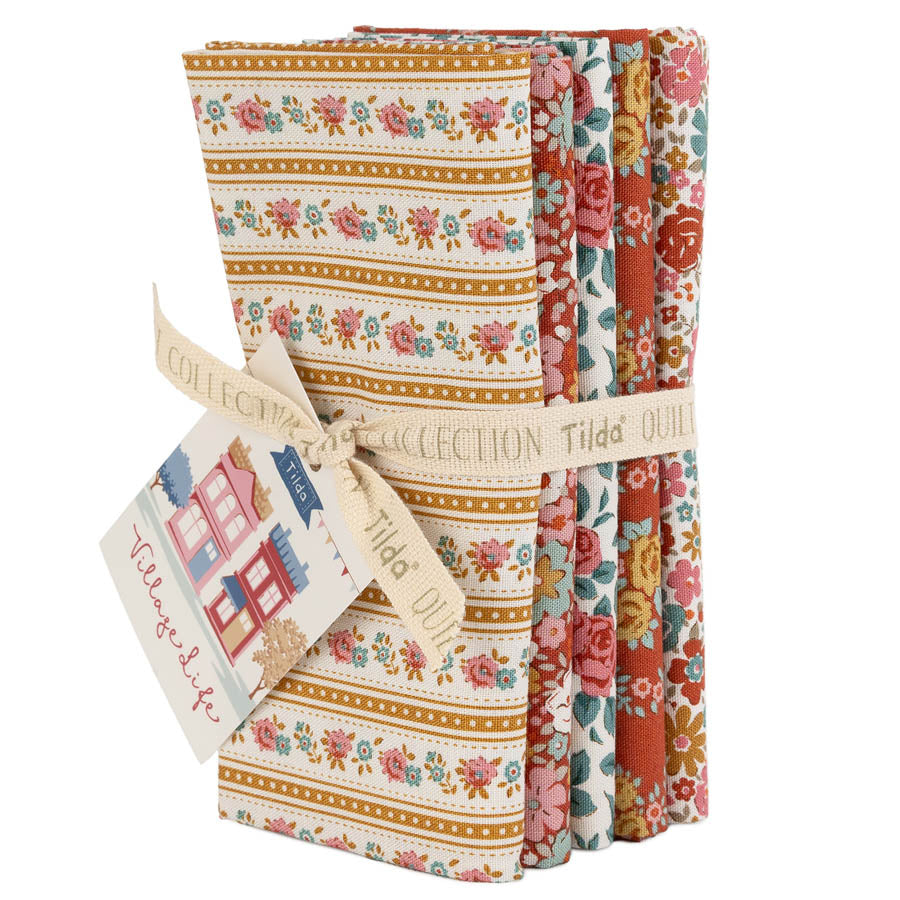 Village Life-Fat Quarter Bundle 5pcs Rust/Ochre-Tilda-TIL300274