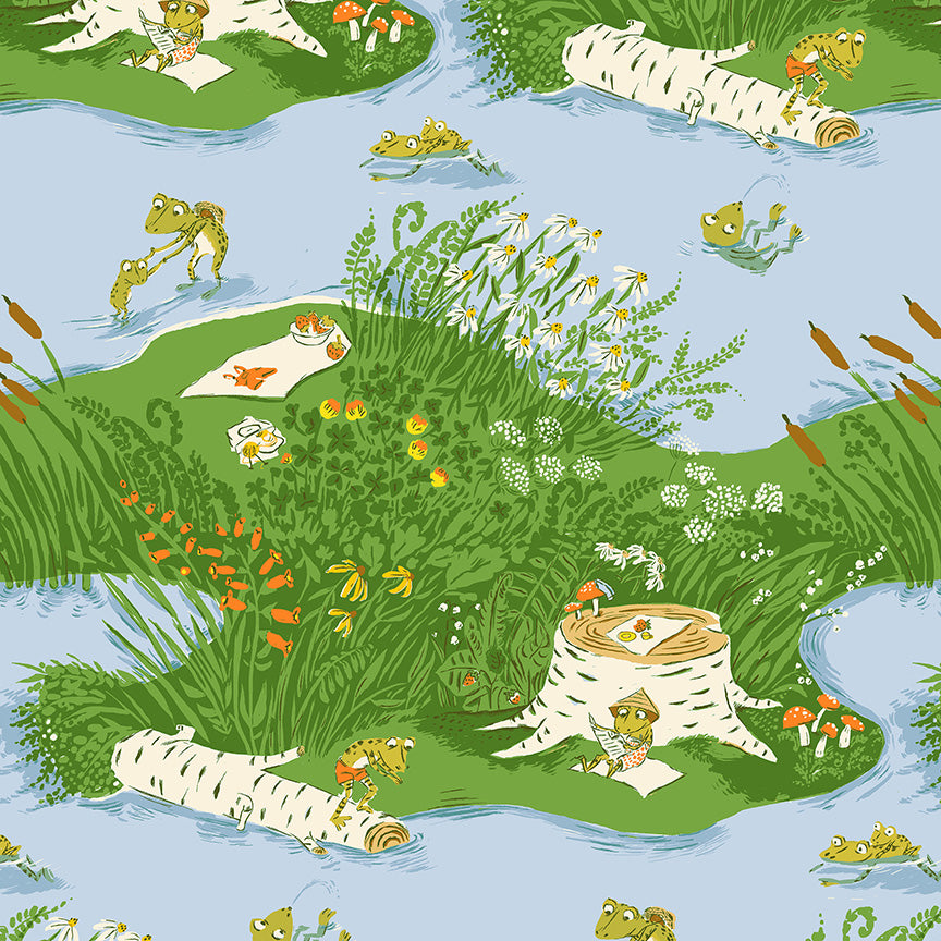 COMING SOON! - Heather Ross Favorites-Frog Pond-Medium Blue-37022D-10