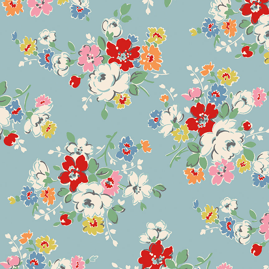 COMING SOON! - Wide Back Cath Kidston® Signature Collection-107'/108" Clifton Rose Blue-Riley Blake Designs-WB18377-BLUE