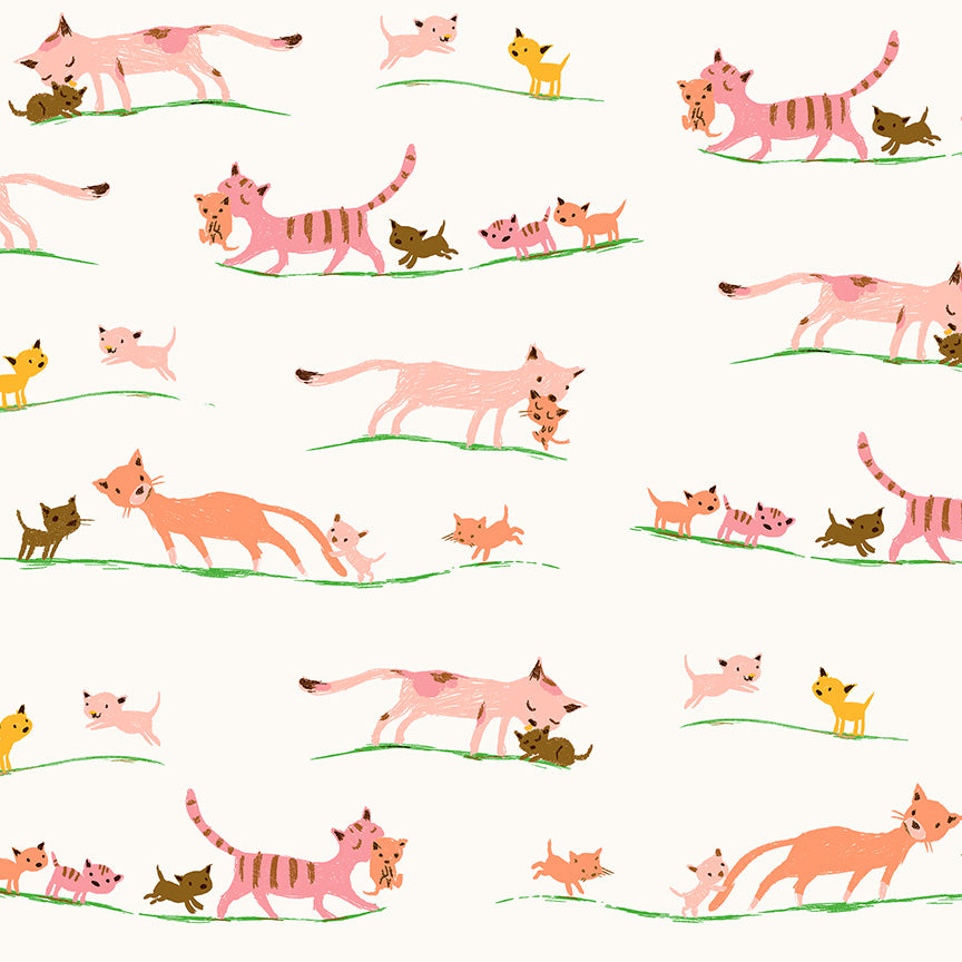 Studio Edit by Heather Ross-Marching Cats-Cream-40931D-5