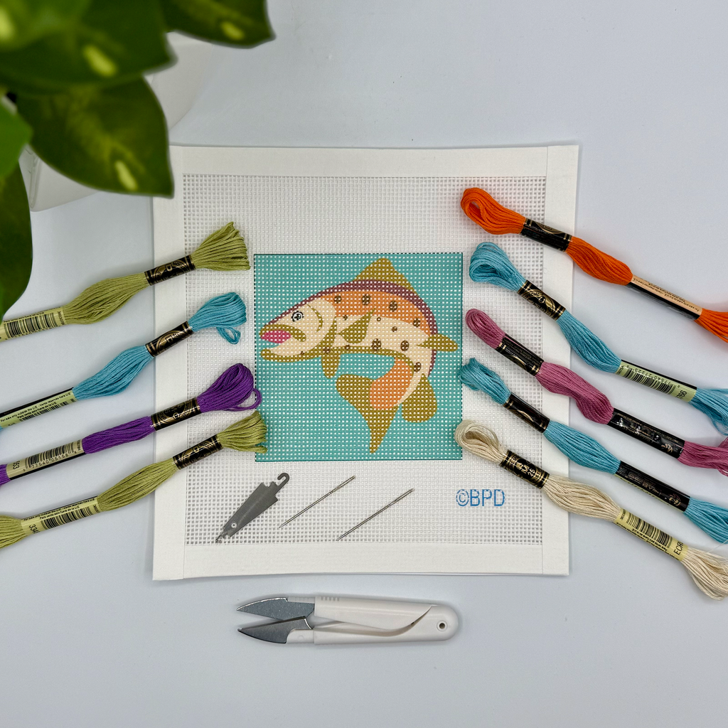 Trout Needlepoint Kit -Blue Poppy Designs-NP44-SEA-022