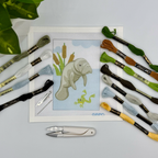 Manatee (with frog) Needlepoint Kit -Blue Poppy Designs-NP64-SEA-016