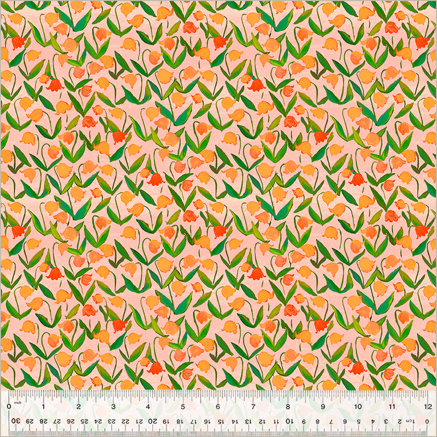 Heather Ross by Hand-Flowerbed-Salmon-54257D-3