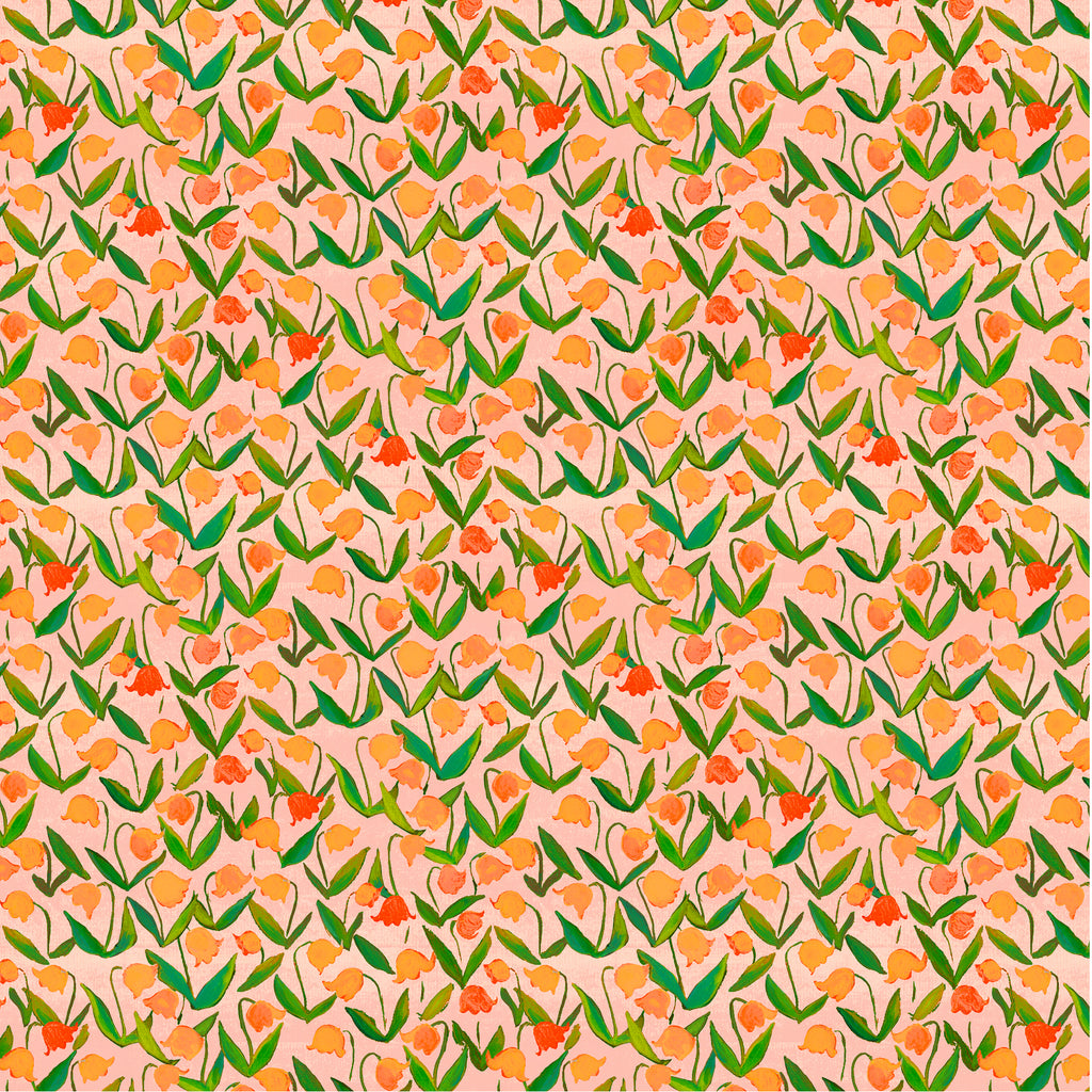 Heather Ross by Hand-Flowerbed-Salmon-54257D-3