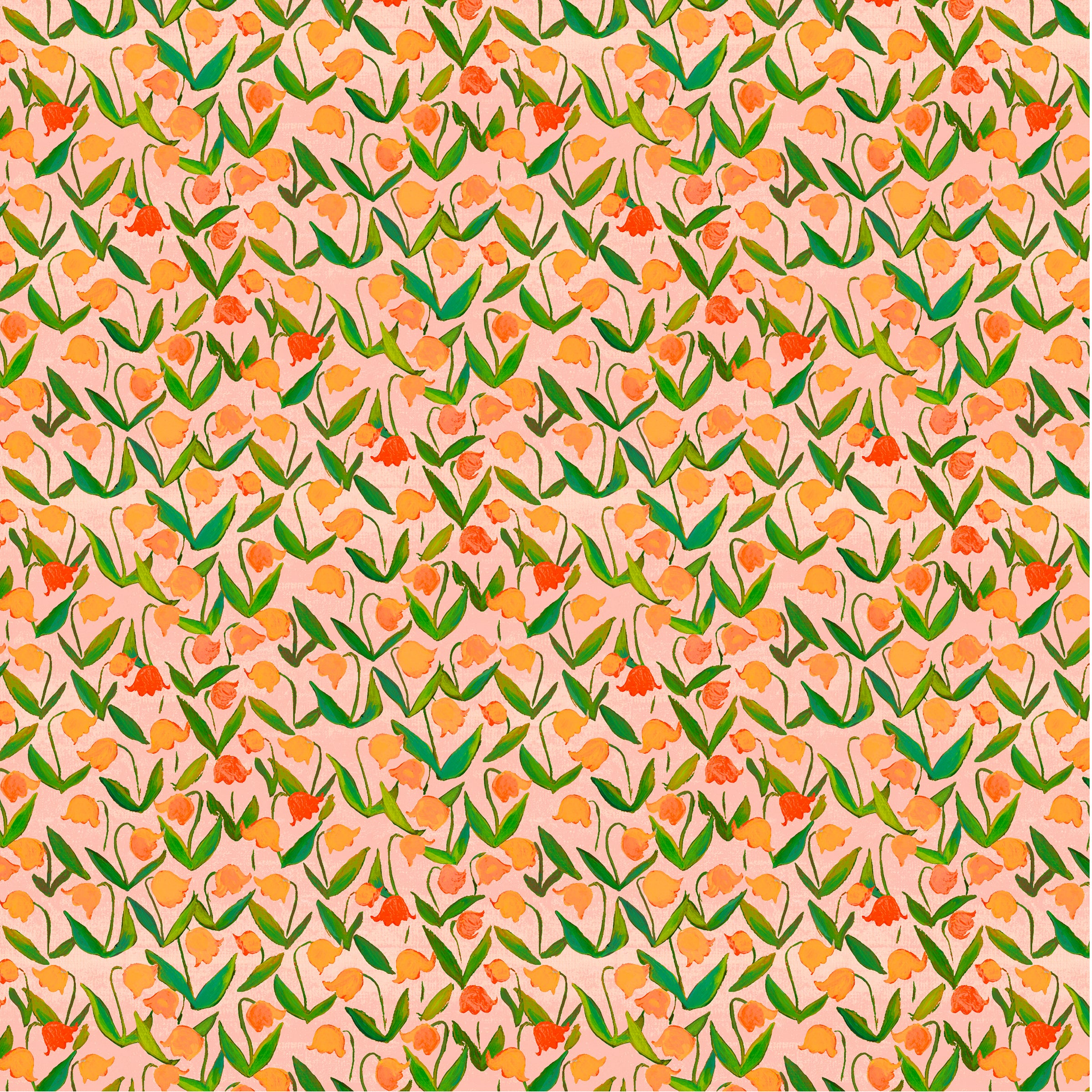 Heather Ross by Hand-Flowerbed-Salmon-54257D-3