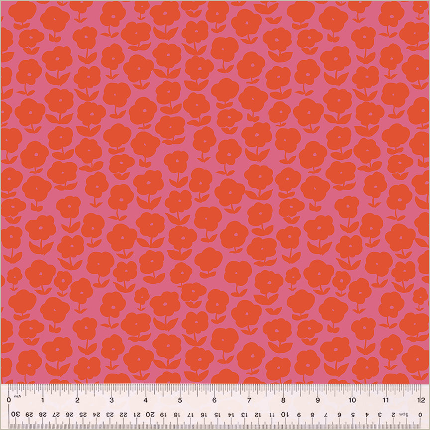 Heather Ross Ruby + Bee Blenders-Puffy Daisy-Purple/Red-54413-1