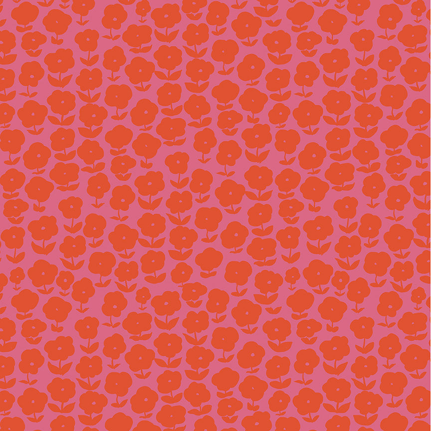 Heather Ross Ruby + Bee Blenders-Puffy Daisy-Purple/Red-54413-1