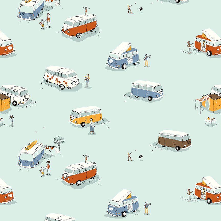 COMING SOON! - Heather Ross Favorites-Bus-Aqua-55211D-3