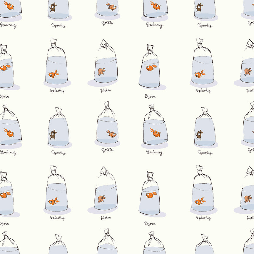 Heather Ross Favorites-Goldfishes in Bags-White-55212D-2