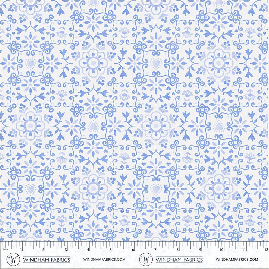 Chateau Meow-Azulejo White/Blue-Windham Studios-55345-1 White/Blue