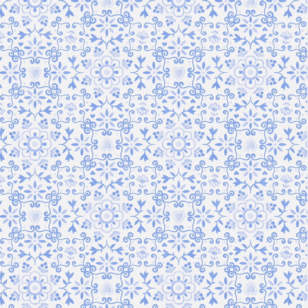 Chateau Meow-Azulejo White/Blue-Windham Studios-55345-1 White/Blue