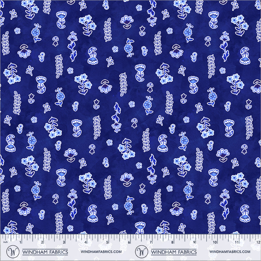 Chateau Meow-Painted Florals Royal-Windham Studios-55346-3 Royal