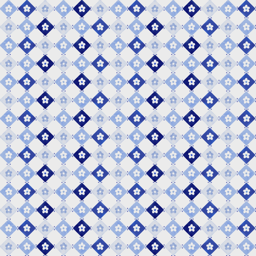 Chateau Meow-Daisy Diamonds White/Blue-Windham Studios-55348-1 White/Blue