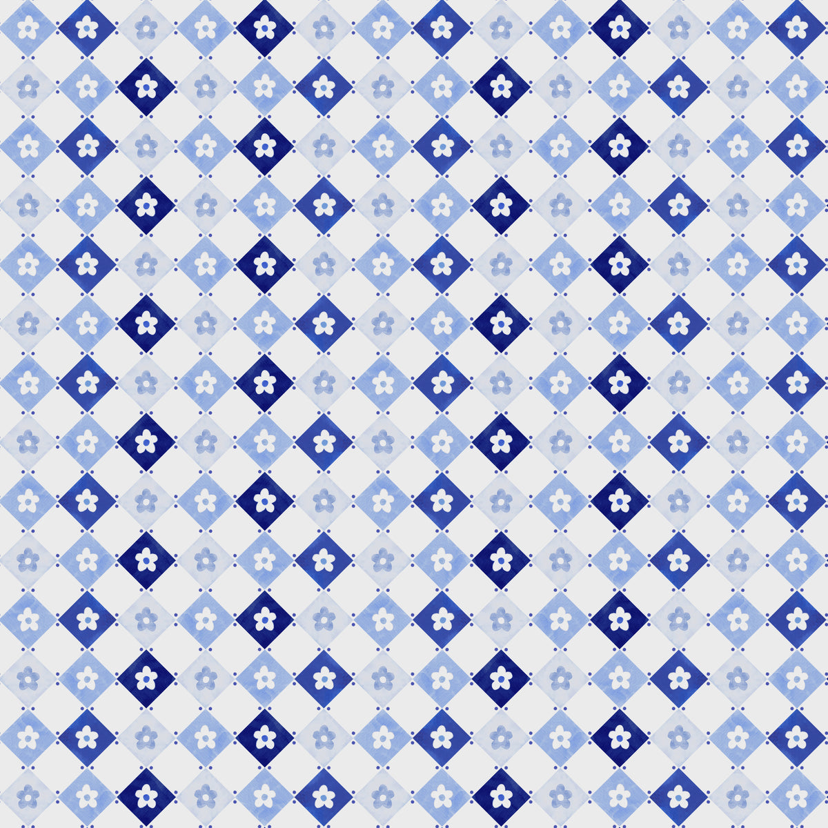 Chateau Meow-Daisy Diamonds White/Blue-Windham Studios-55348-1 White/Blue