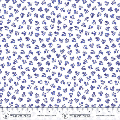 Chateau Meow-Ditsy White/Blue-Windham Studios-55349-1 White/Blue