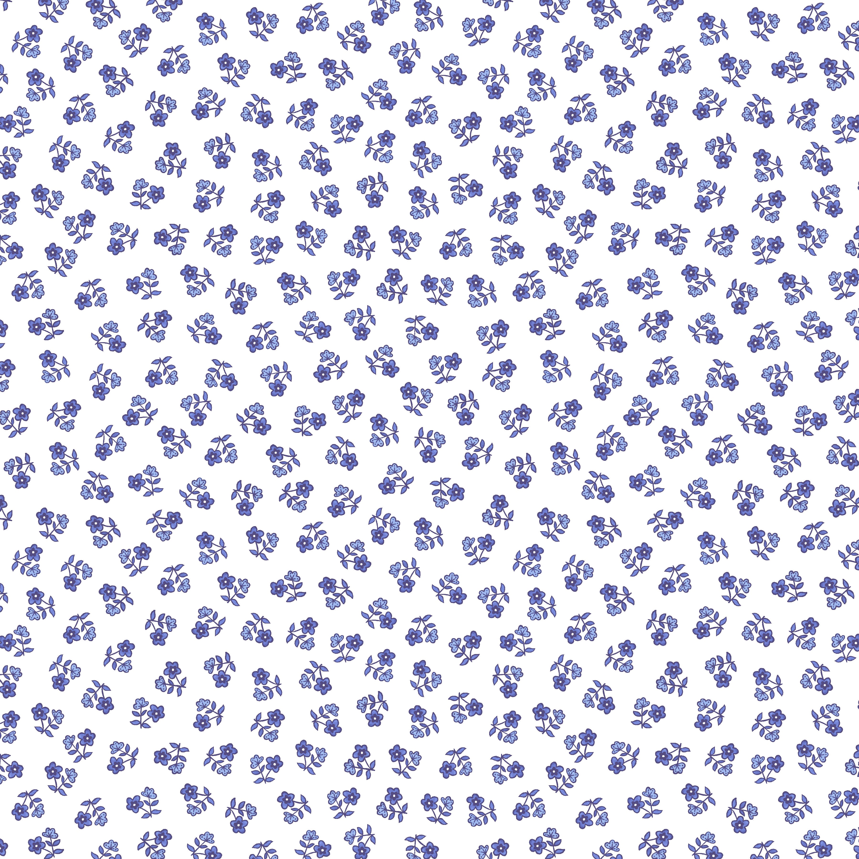 Chateau Meow-Ditsy White/Blue-Windham Studios-55349-1 White/Blue