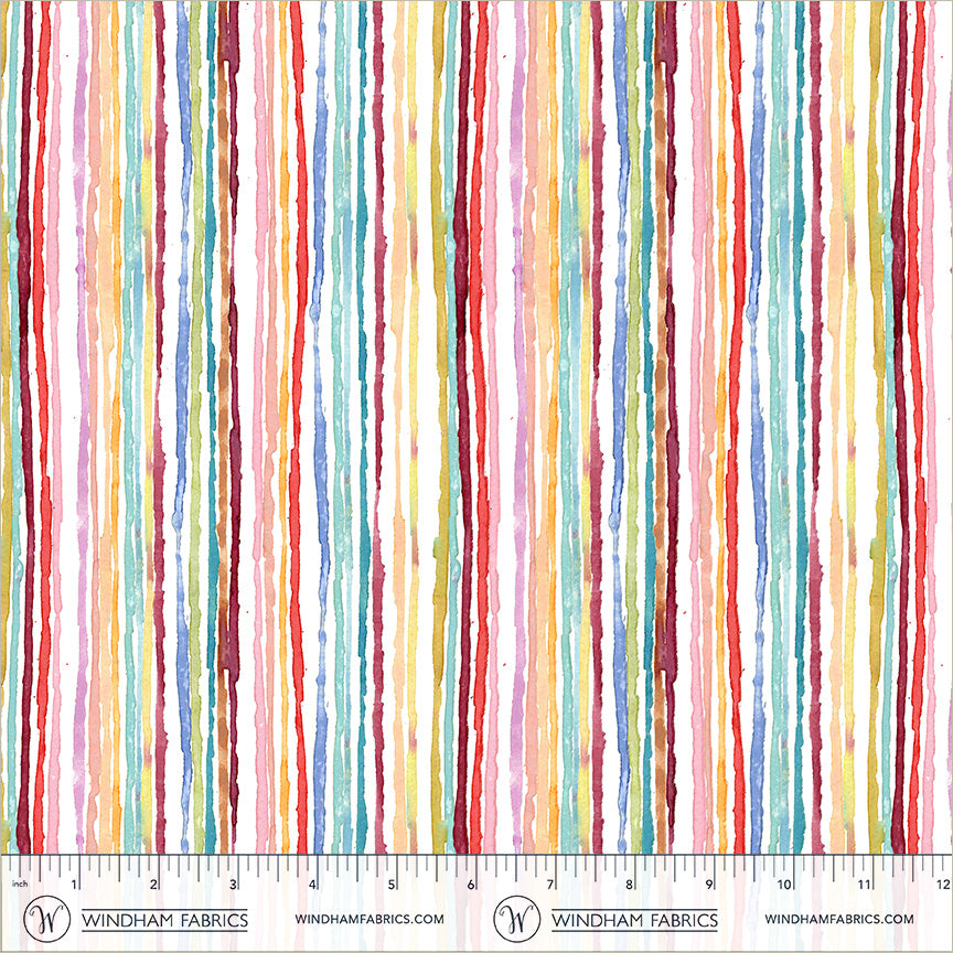Painted Path -Straight and Narrow White/Multi -Windham Fabrics- 55442D-1 White/Multi