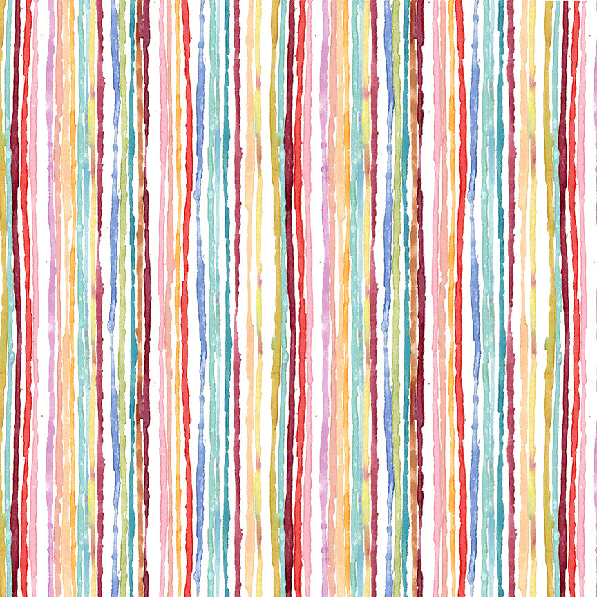 Painted Path -Straight and Narrow White/Multi -Windham Fabrics- 55442D-1 White/Multi