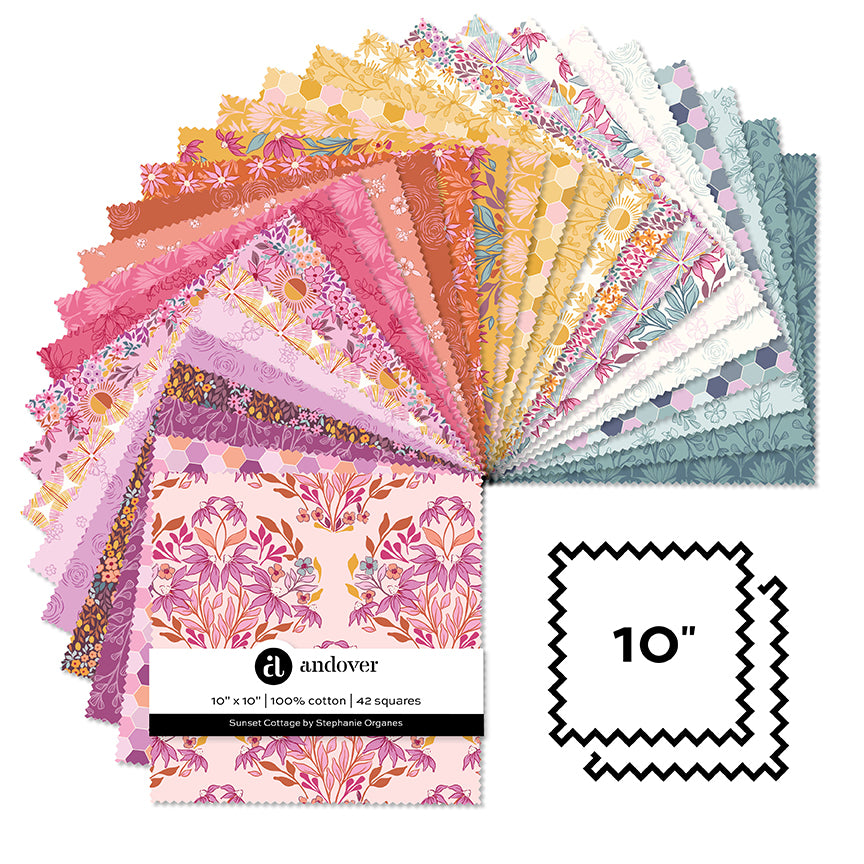 June 2026 - COMING SOON! -Sunset Cottage -10" Square Layer Cake-Andover Fabrics- 10-SUNS-42