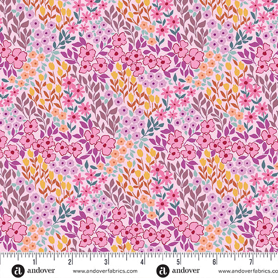 Sunset Cottage -Petalfield Pink-Andover Fabrics-A-10273-LP