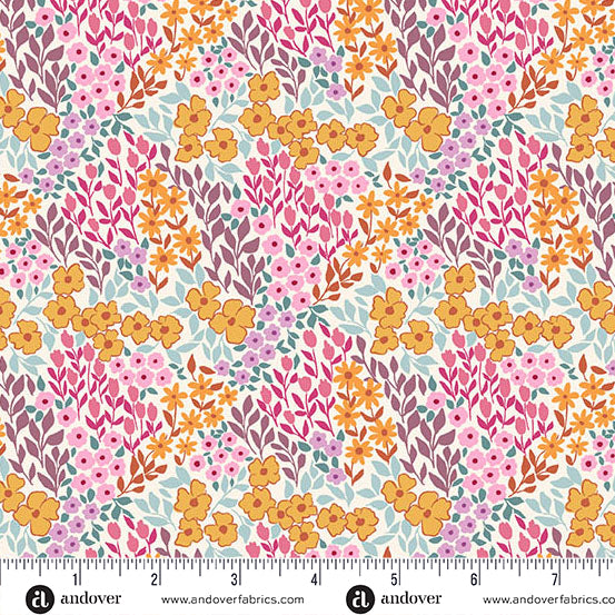 Sunset Cottage -Petalfield Cream-Andover Fabrics-A-10273-L