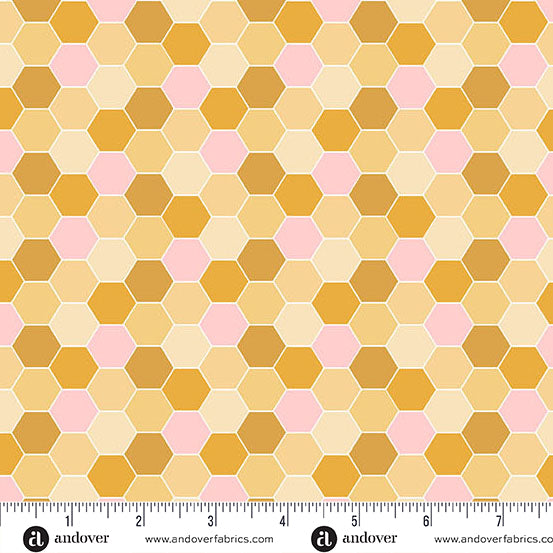 Sunset Cottage -Hexie Blossom Yellow-Andover Fabrics-A-10275-Y