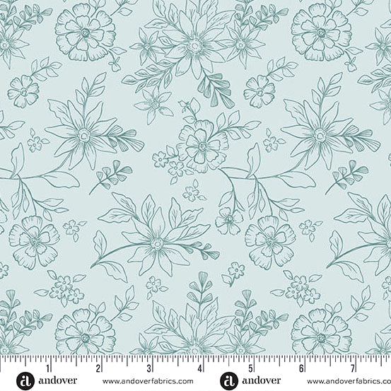 Sunset Cottage -Lakeside Garden Aqua-Andover Fabrics-A-10276-T