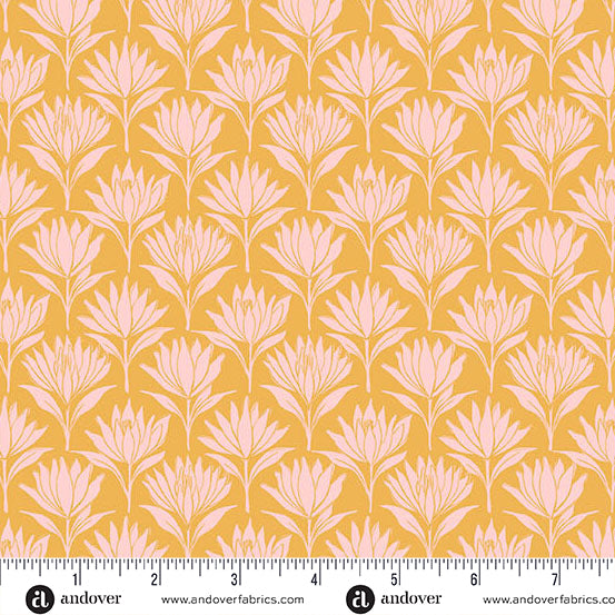 Sunset Cottage -Water Lilies Yellow-Andover Fabrics-A-10278-Y