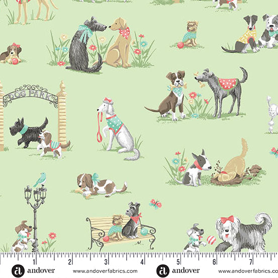 COMING SOON! - Pooch -Park Green-Andover Fabrics-MU-256-G