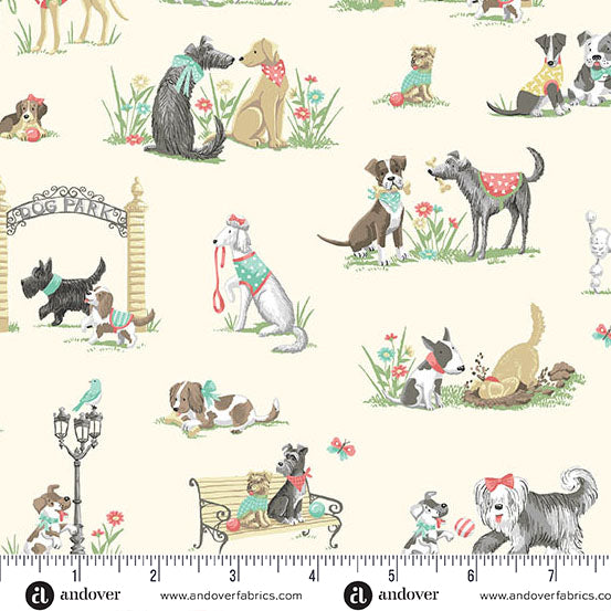 COMING SOON! - Pooch -Park Cream-Andover Fabrics-MU-256-Q