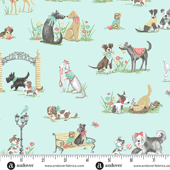 COMING SOON! - Pooch -Park Teal-Andover Fabrics-MU-256-T