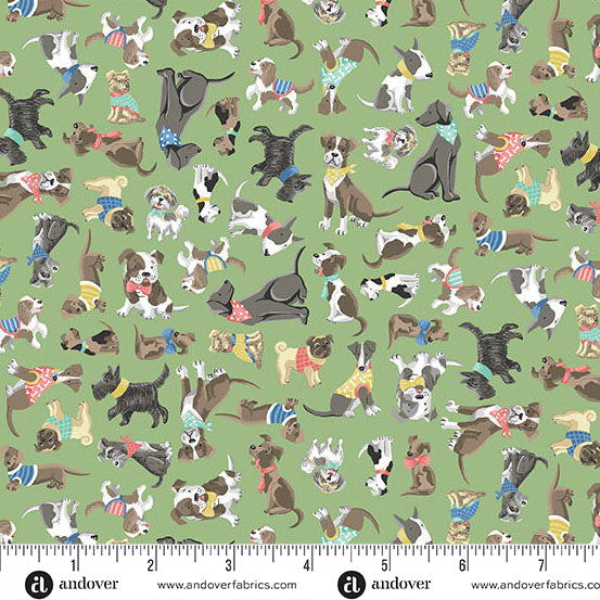 COMING SOON! - Pooch -Pals Green-Andover Fabrics-MU-257-G