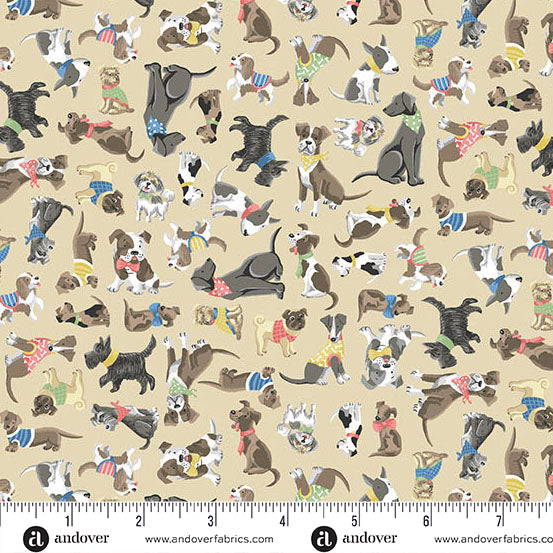 COMING SOON! - Pooch -Pals Cream-Andover Fabrics-MU-257-Q