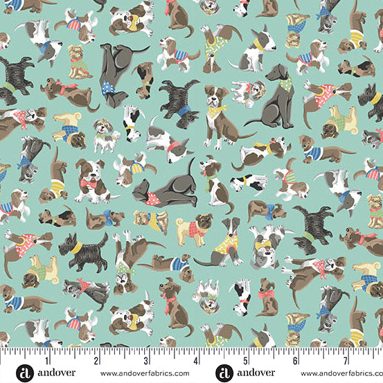COMING SOON! - Pooch -Pals Teal-Andover Fabrics-MU-257-T
