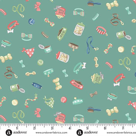 COMING SOON! - Pooch -Accessories Teal-Andover Fabrics-MU-258-T