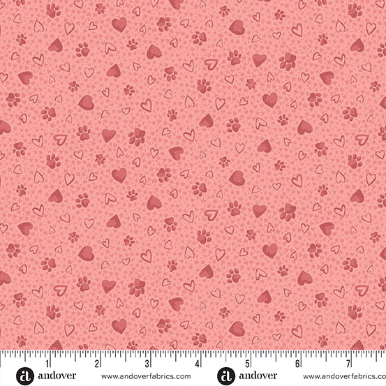 COMING SOON! - Pooch -Paws Pink-Andover Fabrics-MU-260-P