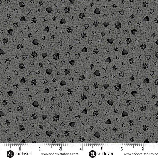 COMING SOON! - Pooch -Paws Grey-Andover Fabrics-MU-260-S