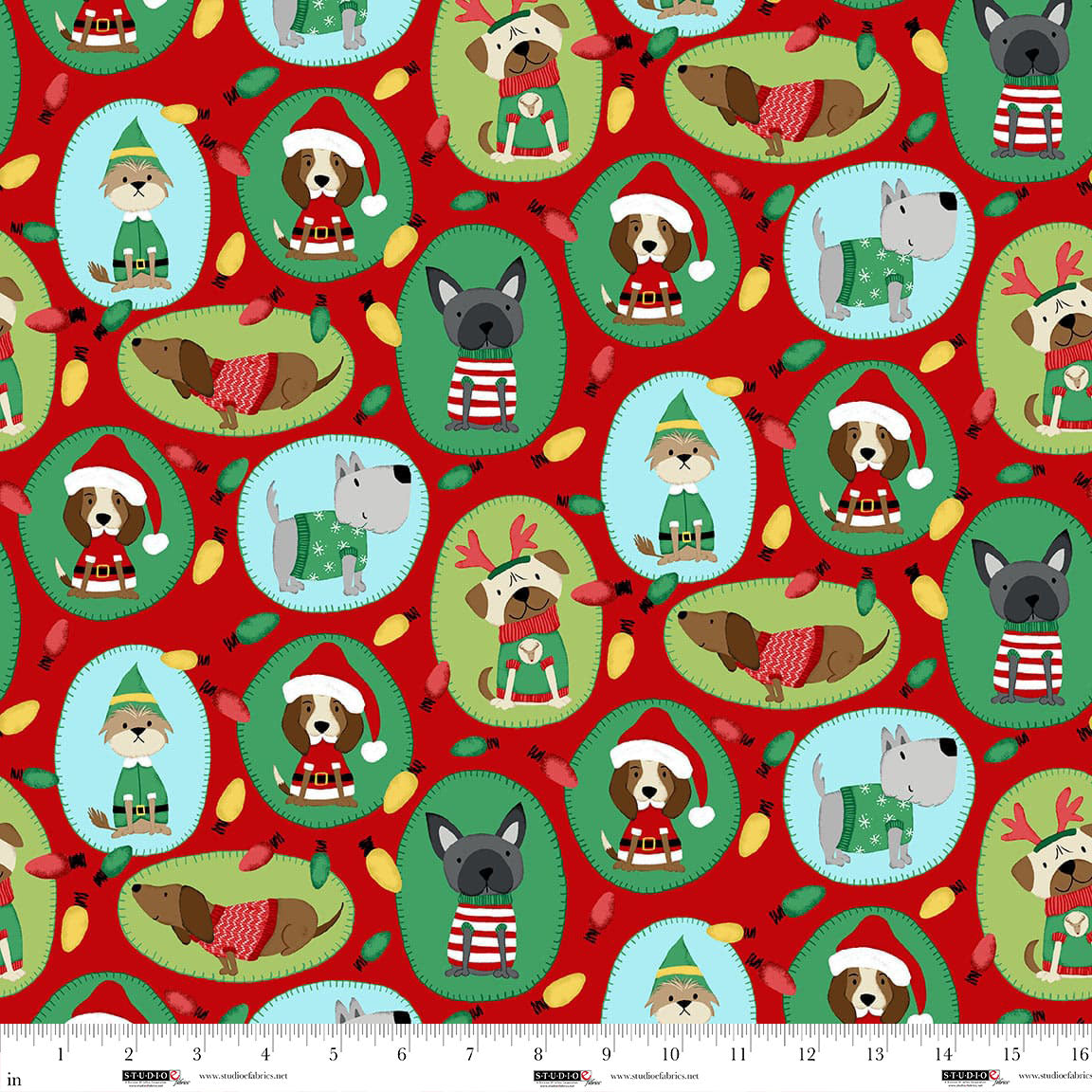Merry Woof Mas-Dogs in Round Shapes-Red-Studio E-8351-88