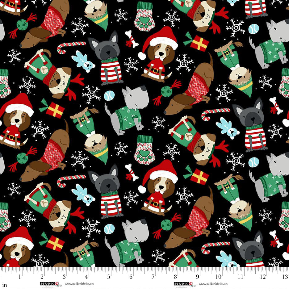 Merry Woof Mas-Scenic with Dogs-Black-Studio E-8353-99