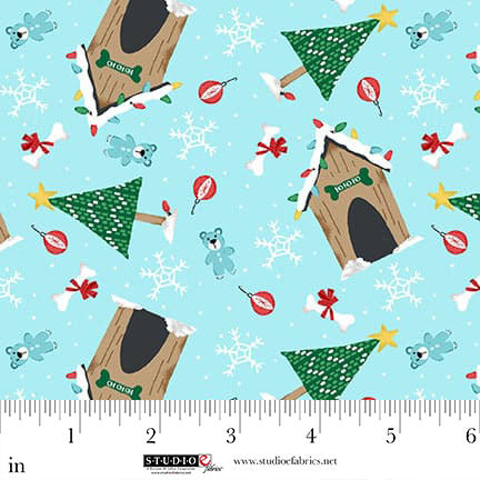 Merry Woof Mas-Dog House Toss-Light Blue-Studio E-8354-11