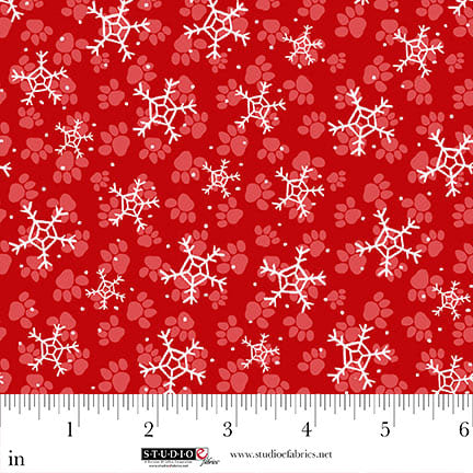 Merry Woof Mas-Snowflake Toss-Red-Studio E-8358-88